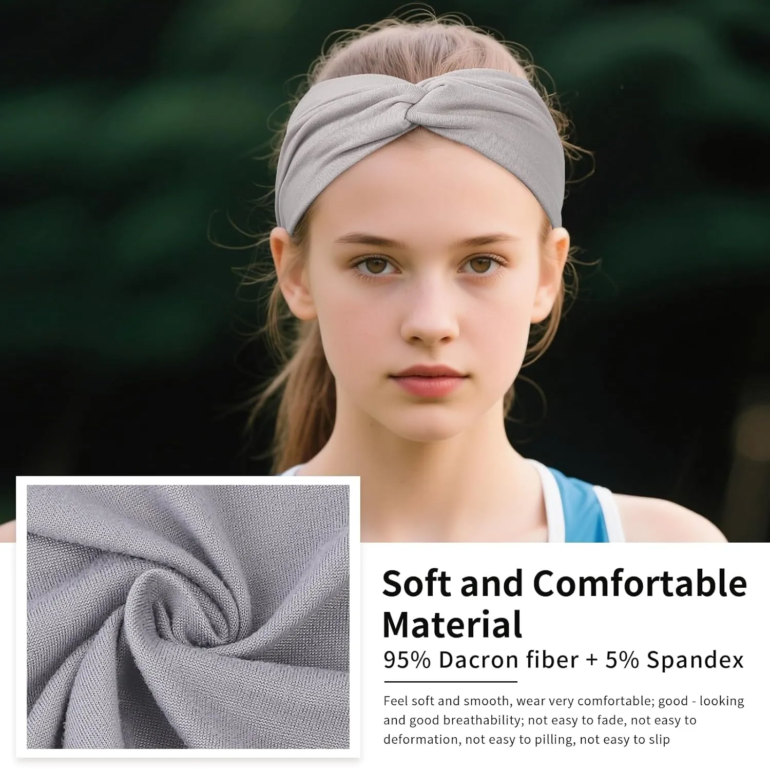 12 Pcs Stretchy Headbands for Women, Absorbed Sport Headband Soft Twist Knotted Hairbands for Daily Life Yoga Workout(Black/Grey/White)