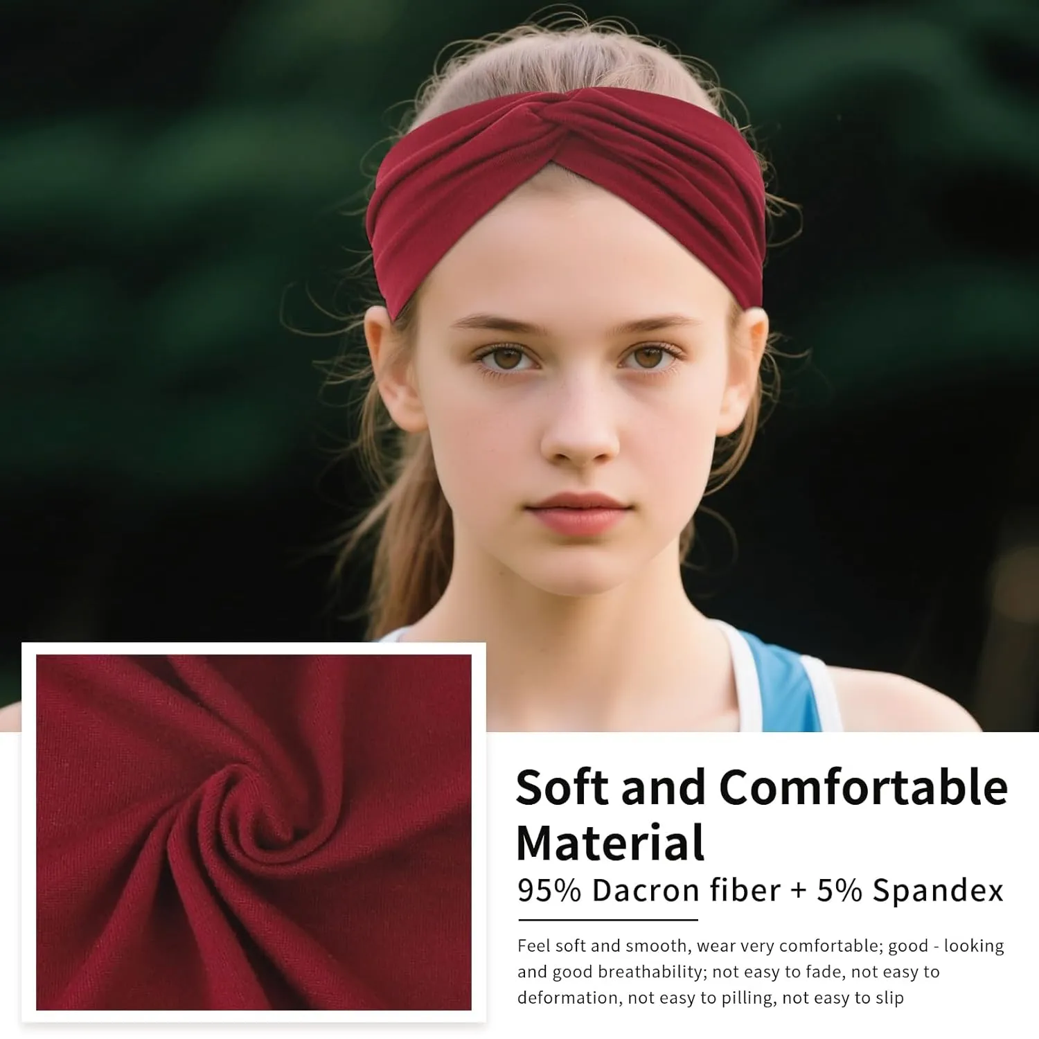 12 Pcs Stretchy Headbands for Women, Absorbed Sport Headband Soft Twist Knotted Hairbands for Daily Life Yoga Workout(Black/Grey/White/Red)