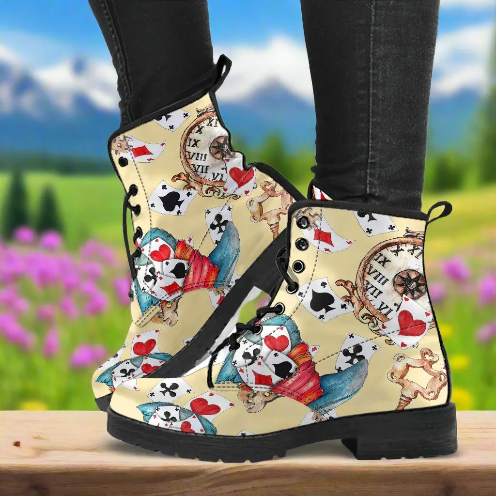 Alice in Wonderland #10 Women's Vegan Leather Combat Boots