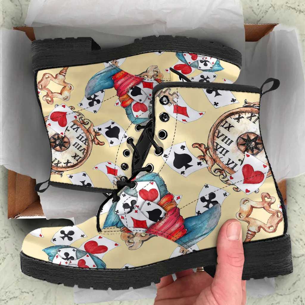 Alice in Wonderland #10 Women's Vegan Leather Combat Boots