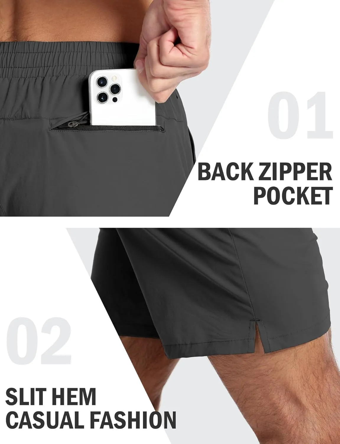 Aolesy Mens Athletic Shorts 7?? Quick Dry Gym Running Shorts with Zipper Pockets Lightweight Workout Shorts