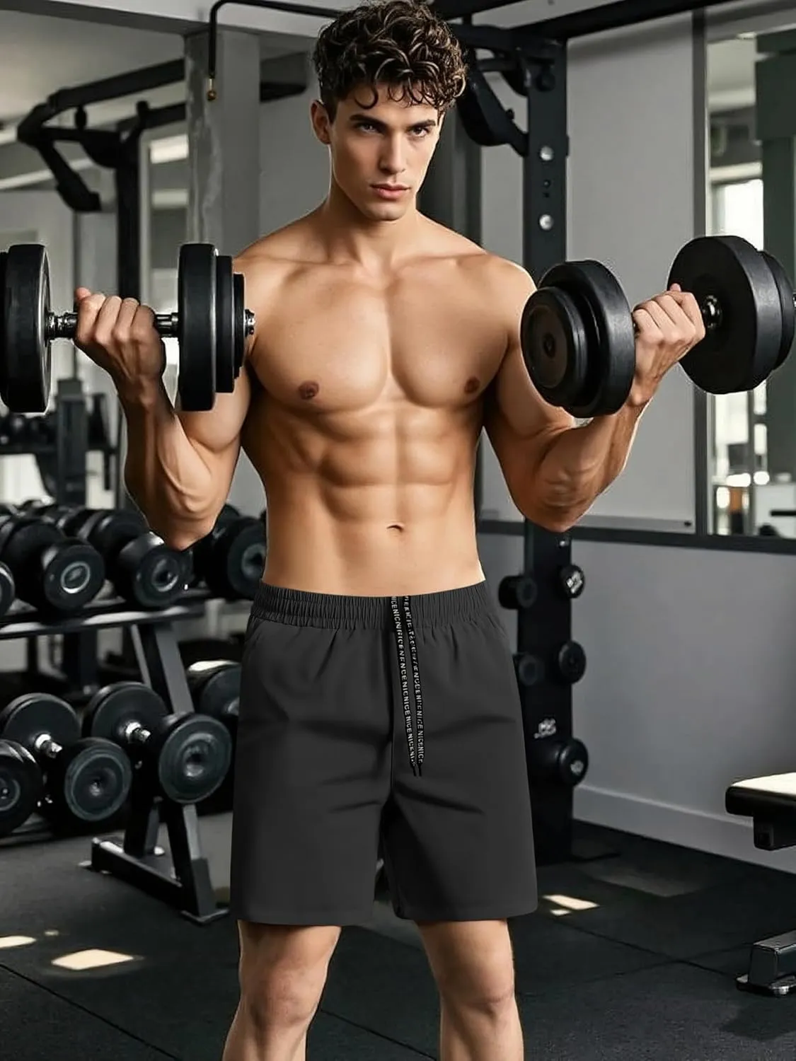 Aolesy Mens Athletic Shorts 7?? Quick Dry Gym Running Shorts with Zipper Pockets Lightweight Workout Shorts