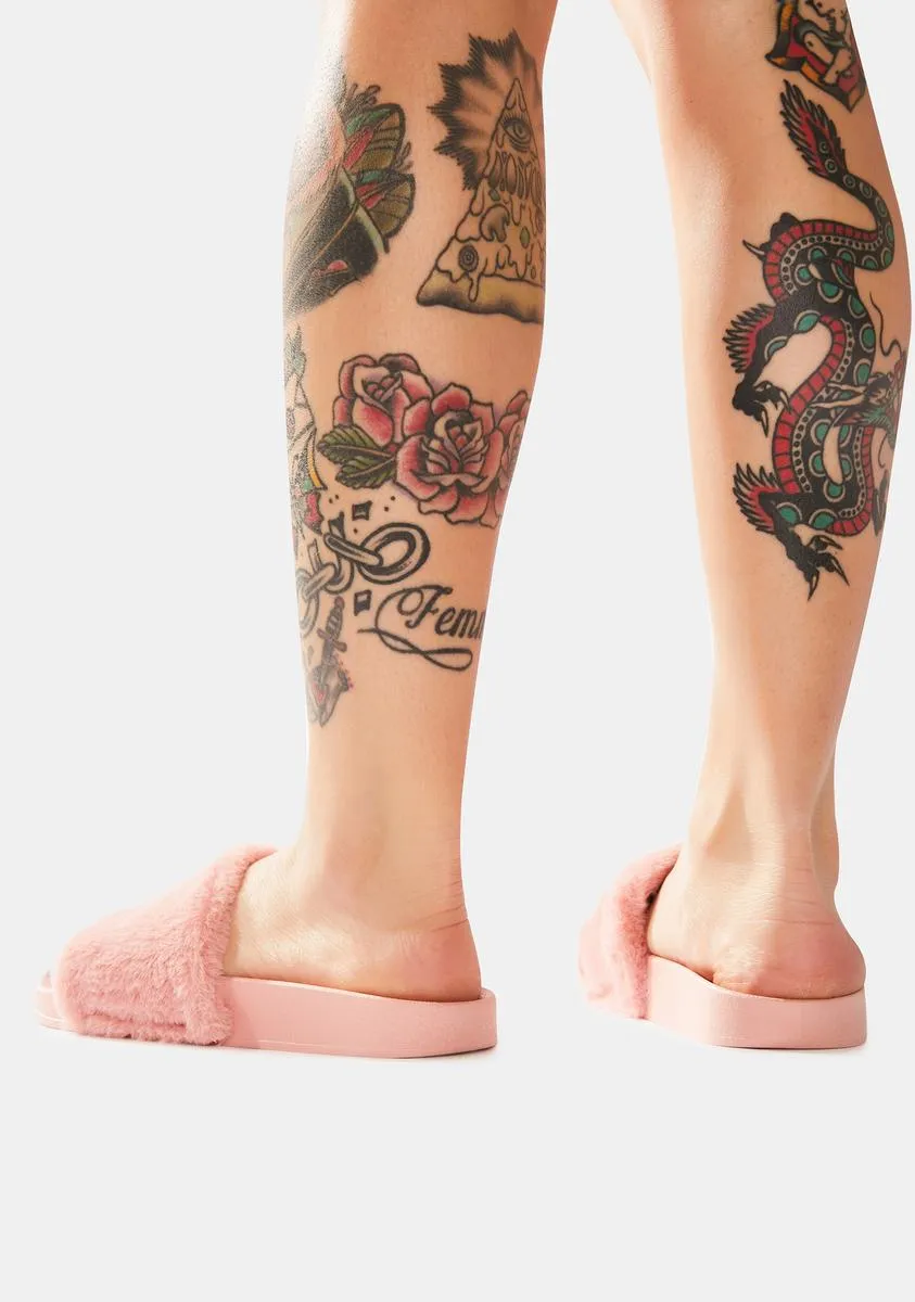 Blush Flatter Me Furry Slides