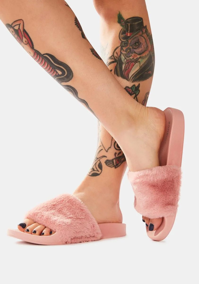 Blush Flatter Me Furry Slides