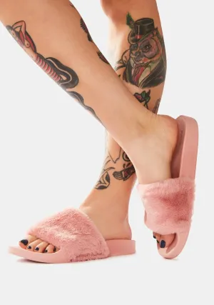 Blush Flatter Me Furry Slides