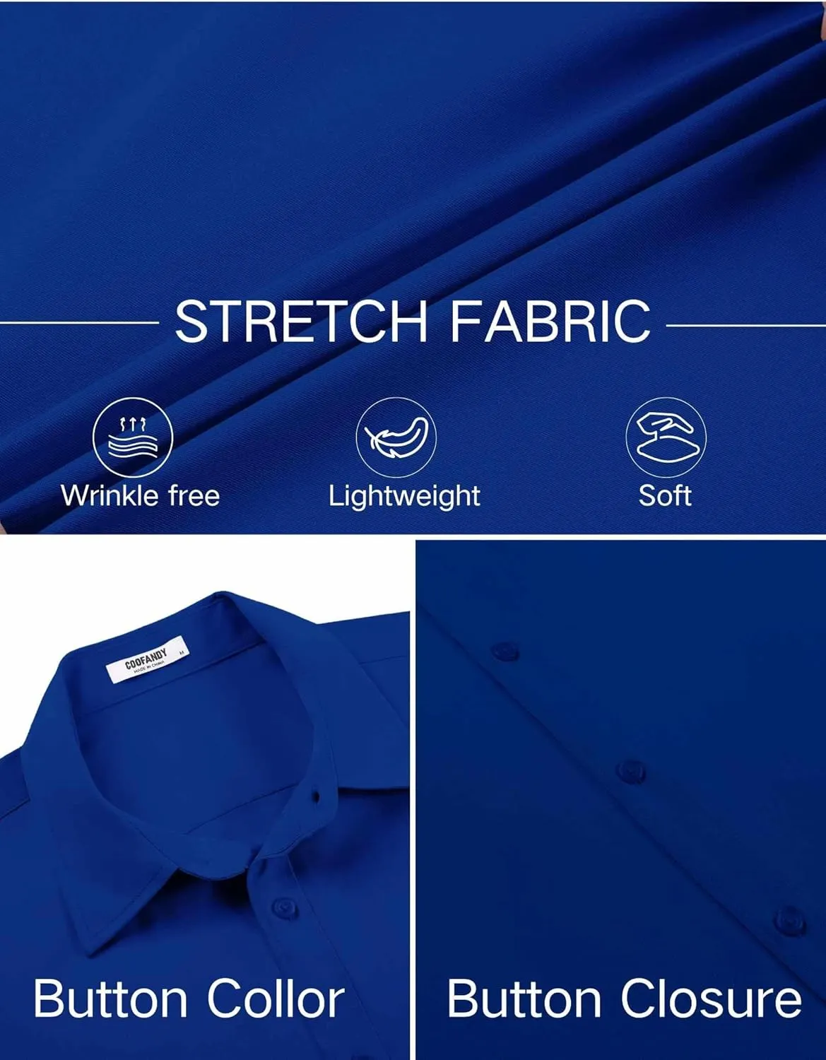 COOFANDY Men's Stretch Dress Shirts Short Sleeve Wrinkle Free Casual Button Down Shirts