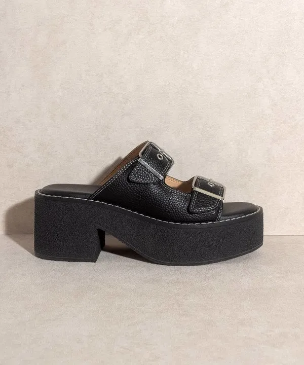 Double Strap Sandals With Buckles