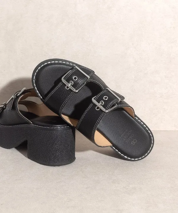 Double Strap Sandals With Buckles