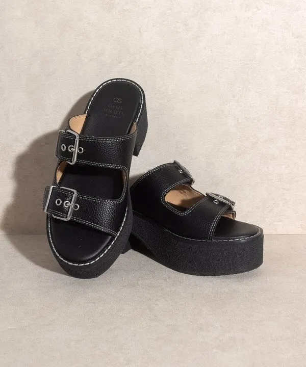 Double Strap Sandals With Buckles