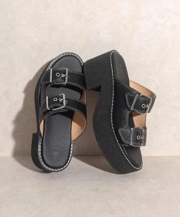 Double Strap Sandals With Buckles