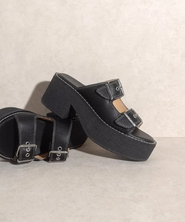 Double Strap Sandals With Buckles