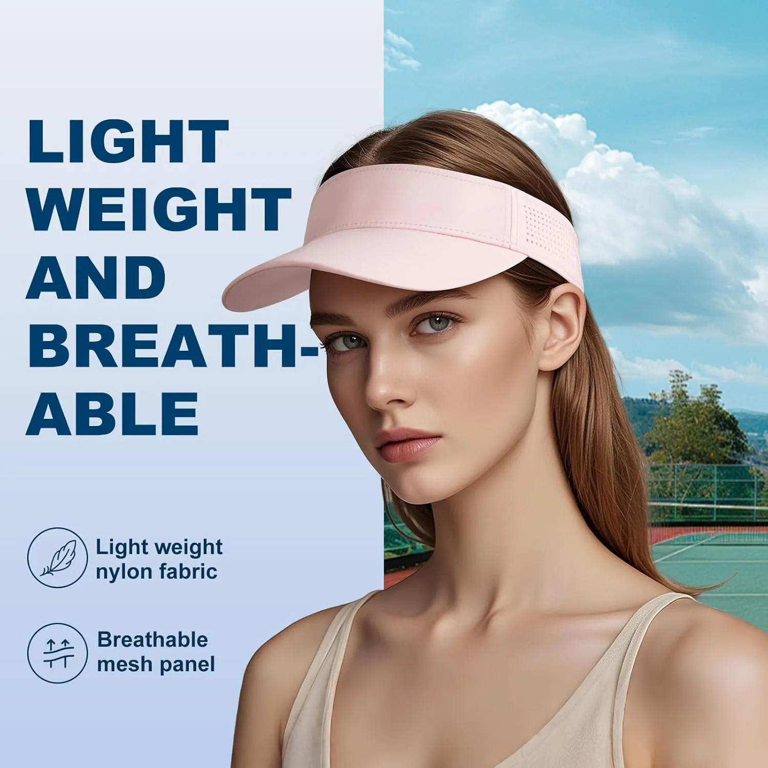 FEICUI Women's Sun Sports Visor Adjustable Empty Top Baseball Cap Athletic Performance Outdoor Hat
