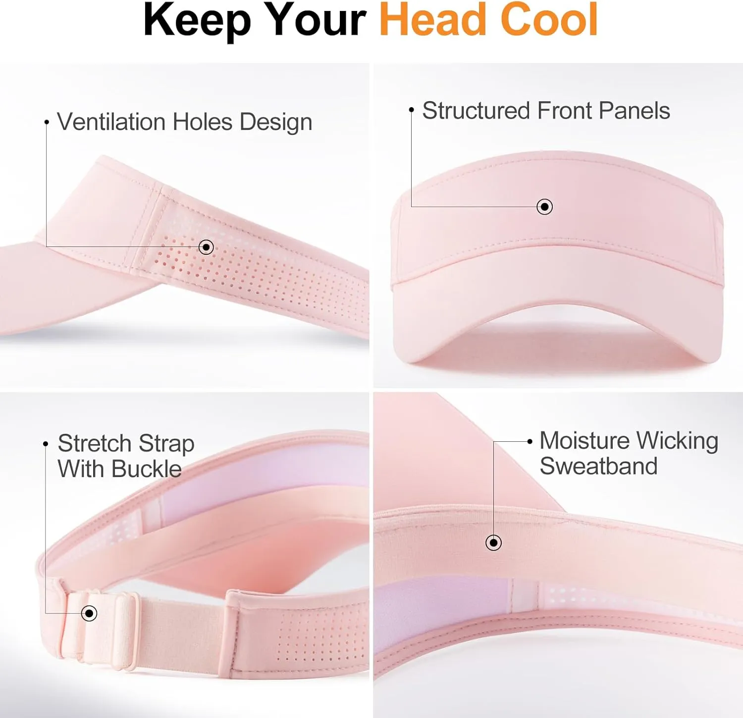 FEICUI Women's Sun Sports Visor Adjustable Empty Top Baseball Cap Athletic Performance Outdoor Hat
