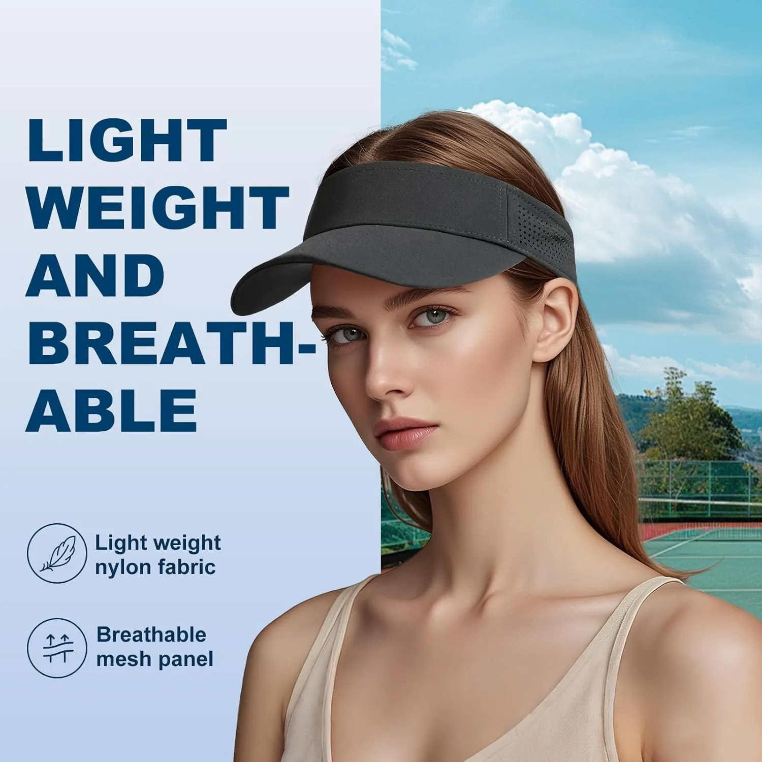 FEICUI Women's Sun Sports Visor Adjustable Empty Top Baseball Cap Athletic Performance Outdoor Hat