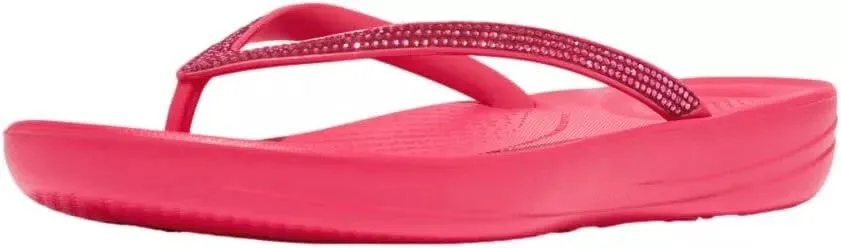 FitFlop Womens Iqushion Ombre Sparkle Flip Flops Soft Blush Wild Raspberry