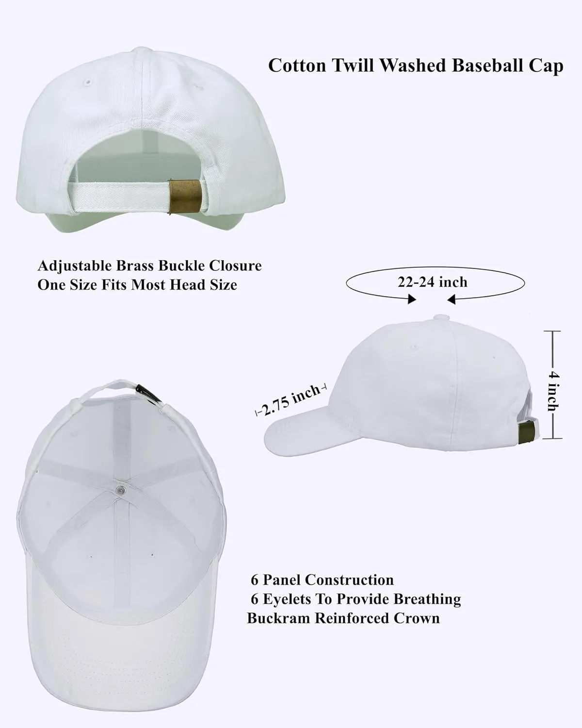 Gelante Cotton Twill Washed Unstructure Baseball Cap - Adjustable Blank Hat for Men Women - Wholesale Bulk Lot of 6 Pack