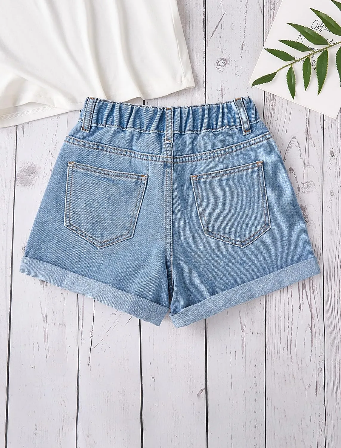 Girls Jean Shorts Ripped Raw Hem High Waist Cute Summer Y2K Distressed Denim Shorts for Teen Girls 8-14Y