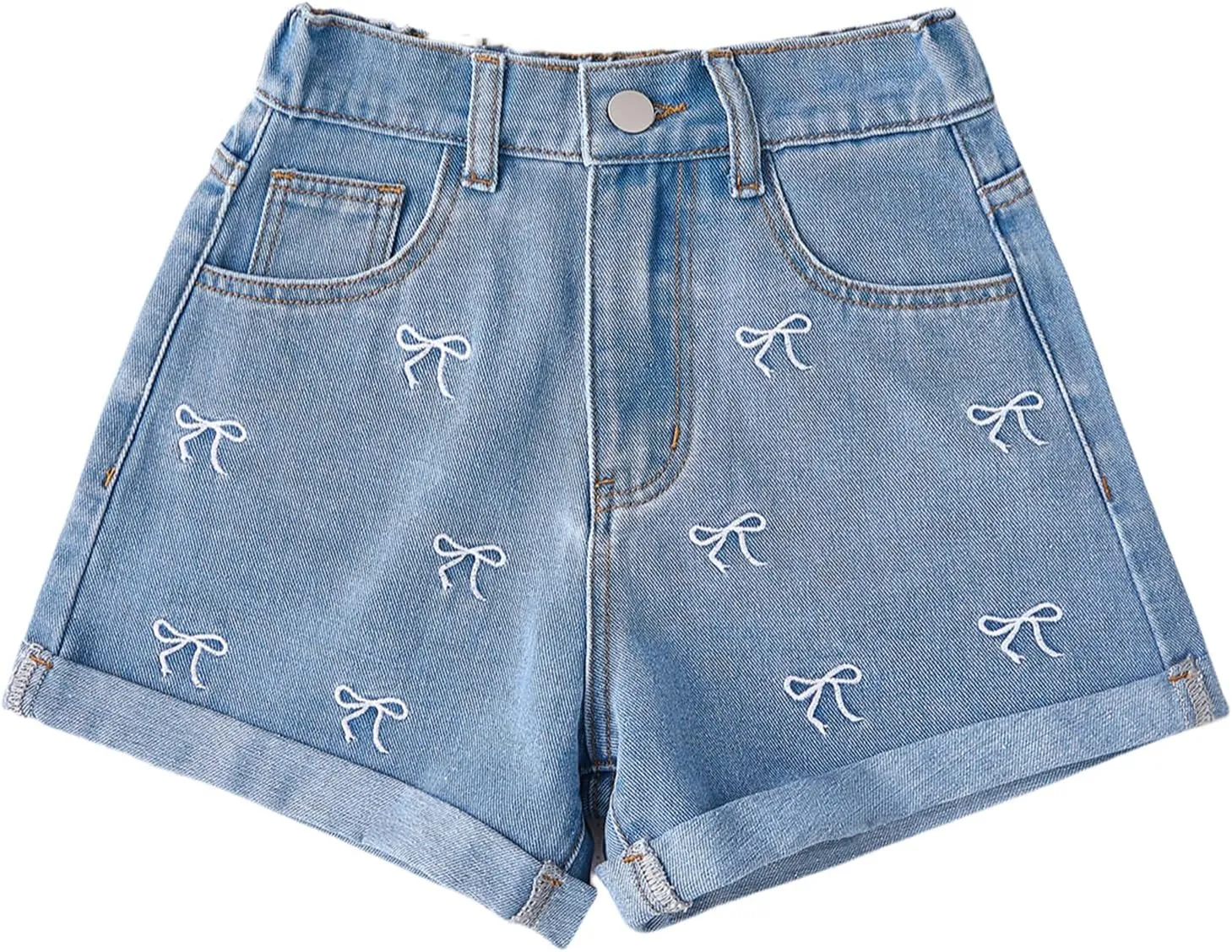 Girls Jean Shorts Ripped Raw Hem High Waist Cute Summer Y2K Distressed Denim Shorts for Teen Girls 8-14Y