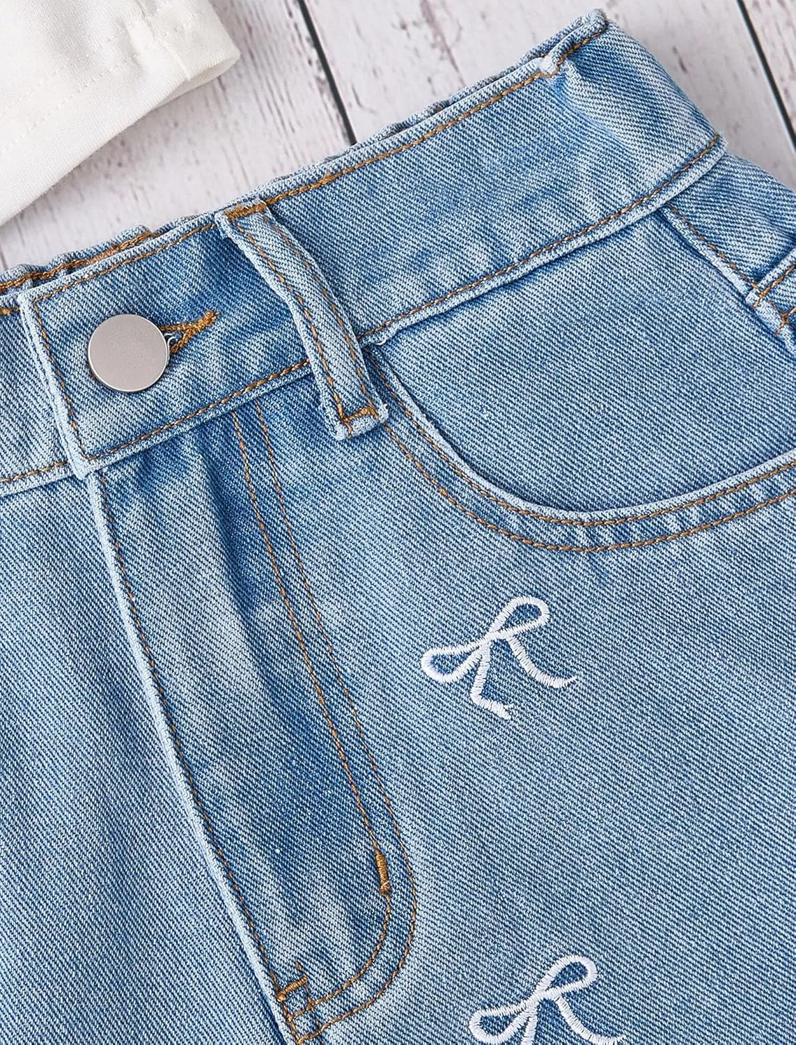 Girls Jean Shorts Ripped Raw Hem High Waist Cute Summer Y2K Distressed Denim Shorts for Teen Girls 8-14Y