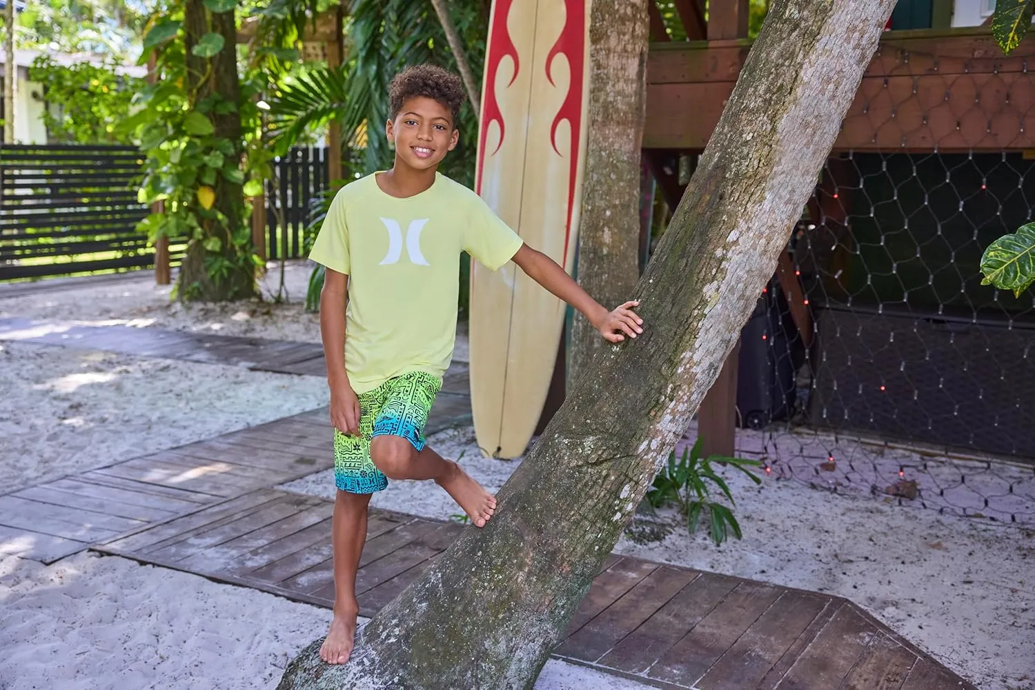 Hurley Boy's Graphic UPF 50  Rash Guard Swim Shirt