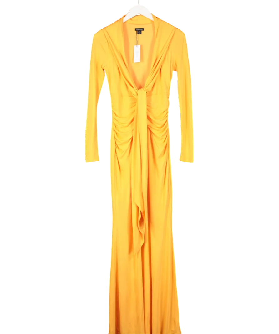 Karen Millen Orange Premium Stretch Crepe Jersey Plunge Neck Maxi Dress UK XS