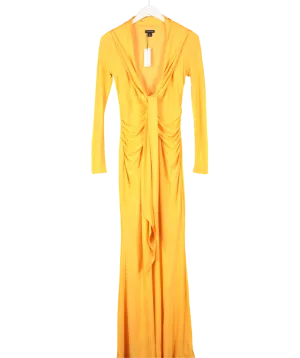 Karen Millen Orange Premium Stretch Crepe Jersey Plunge Neck Maxi Dress UK XS