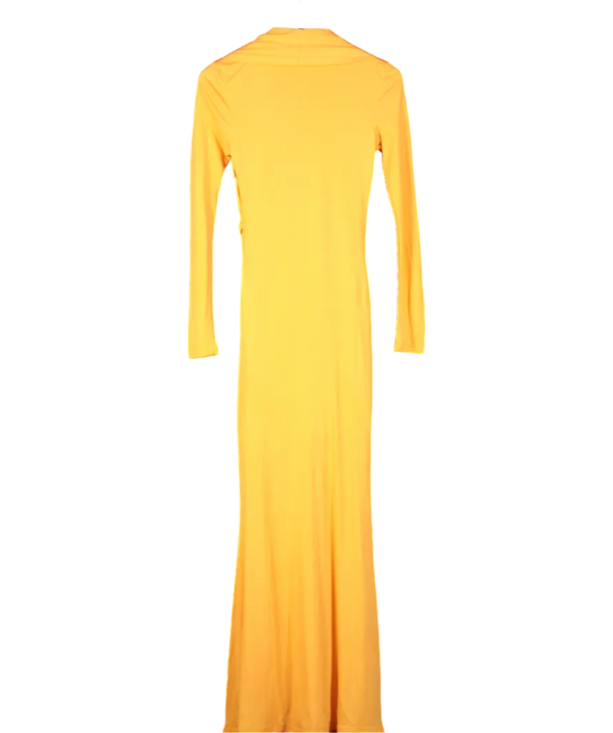 Karen Millen Orange Premium Stretch Crepe Jersey Plunge Neck Maxi Dress UK XS