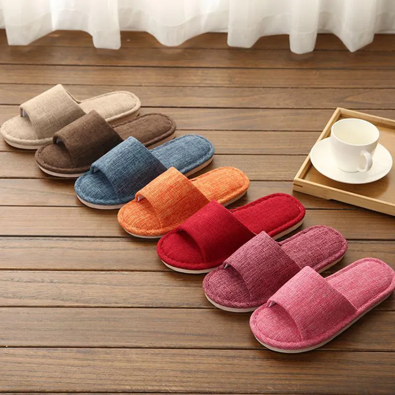 Linen slippers cotton house slippers