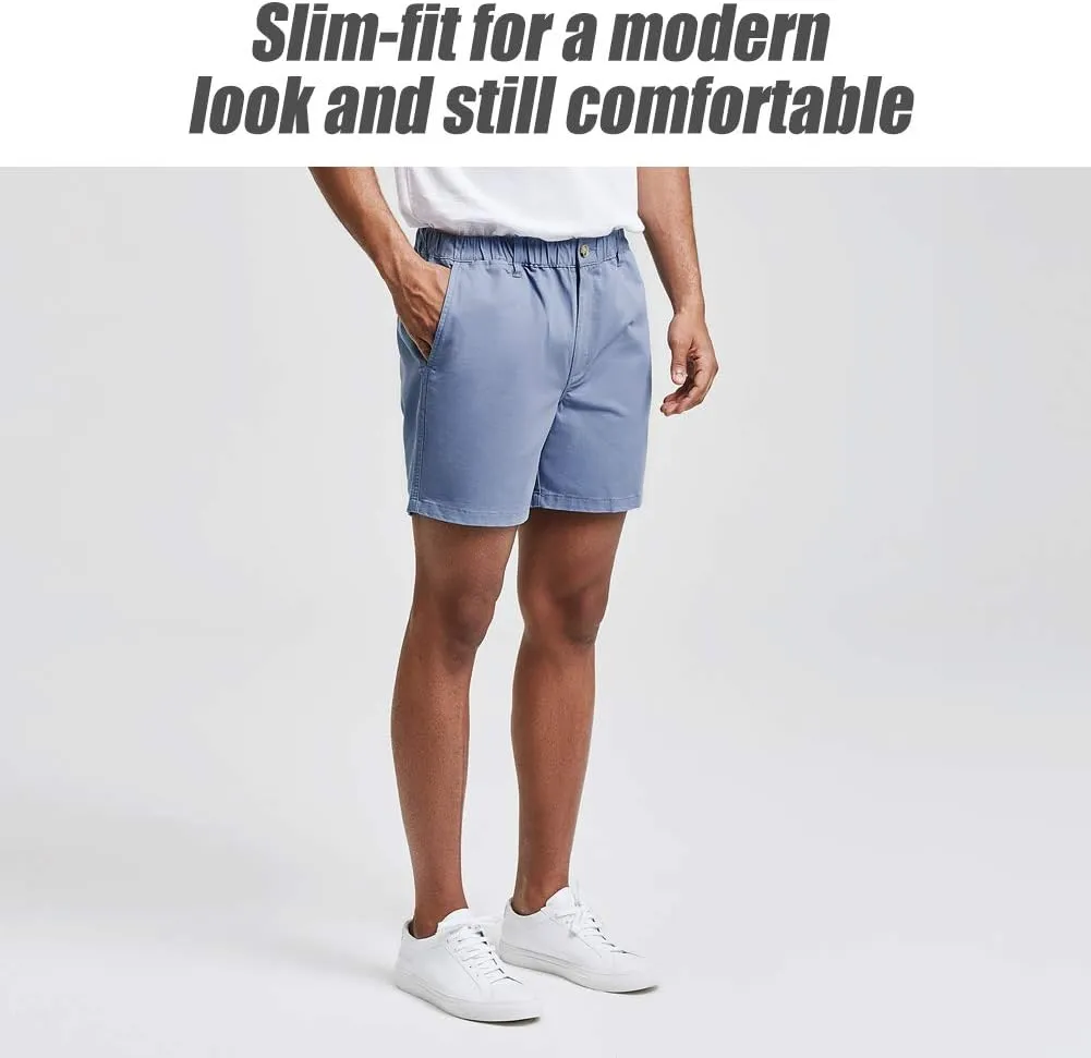 maamgic Men's Classic-fit 5.5" Cotton Casual Shorts Elastic Waistband with Multi-Pocket Daily Wear Walking Summer Outfit