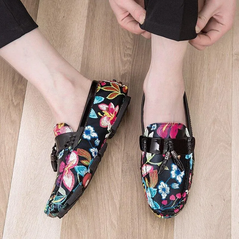 Men's Casual Flower Design Loafers