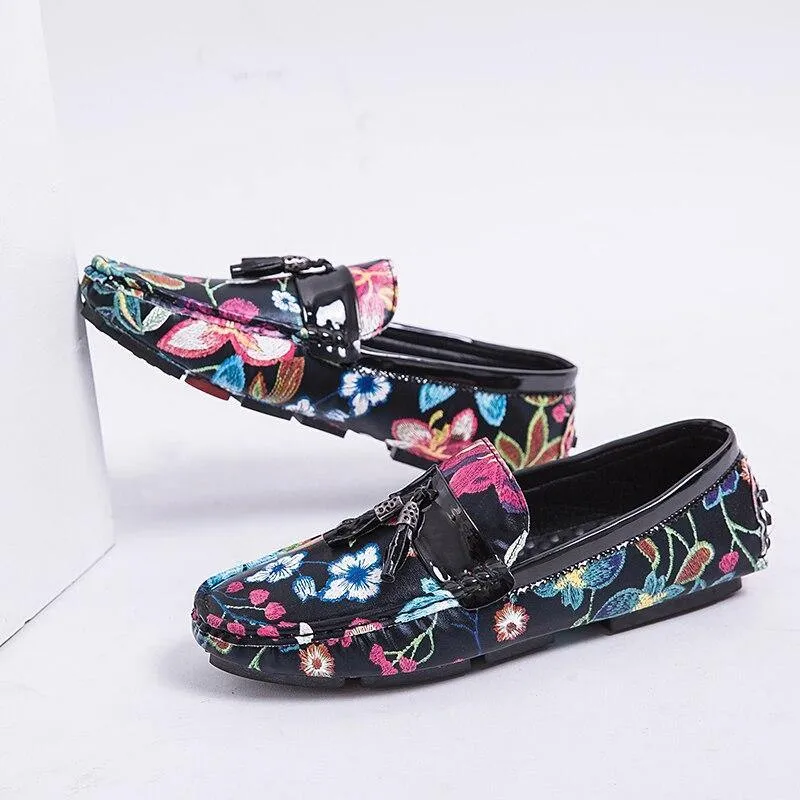 Men's Casual Flower Design Loafers