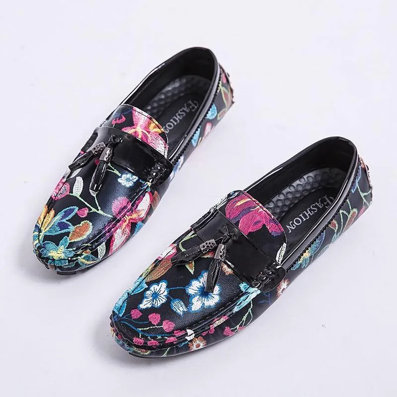 Men's Casual Flower Design Loafers