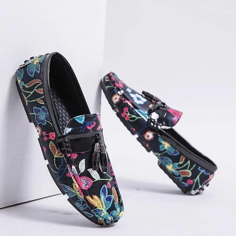Men's Casual Flower Design Loafers