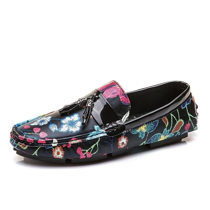 Men's Casual Flower Design Loafers