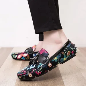 Men's Casual Flower Design Loafers