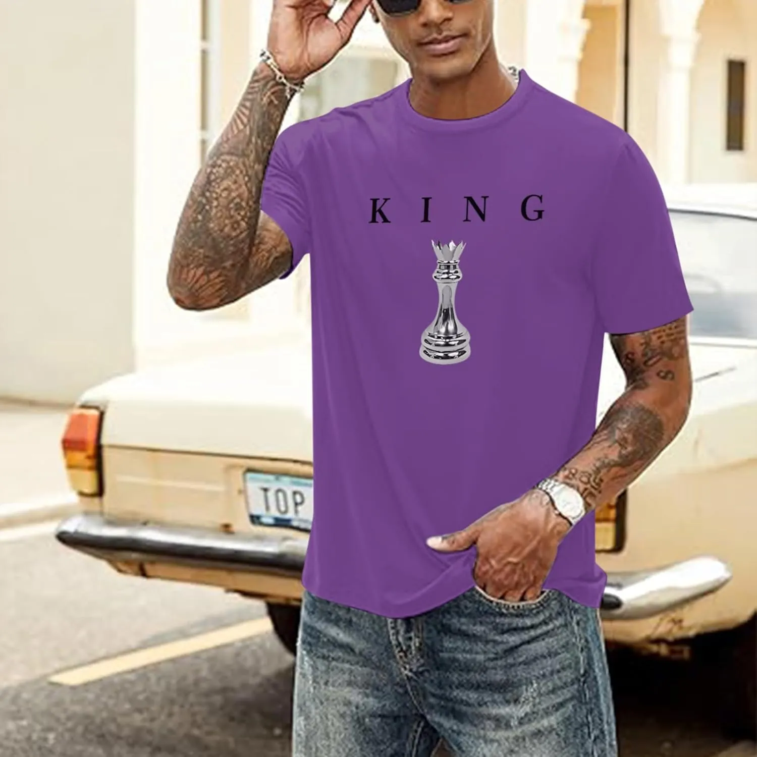 Men's King Chess Shirt Graphic Tees Designer Printed T Shirts for Men Urban Letter T-Shirt Streetwear