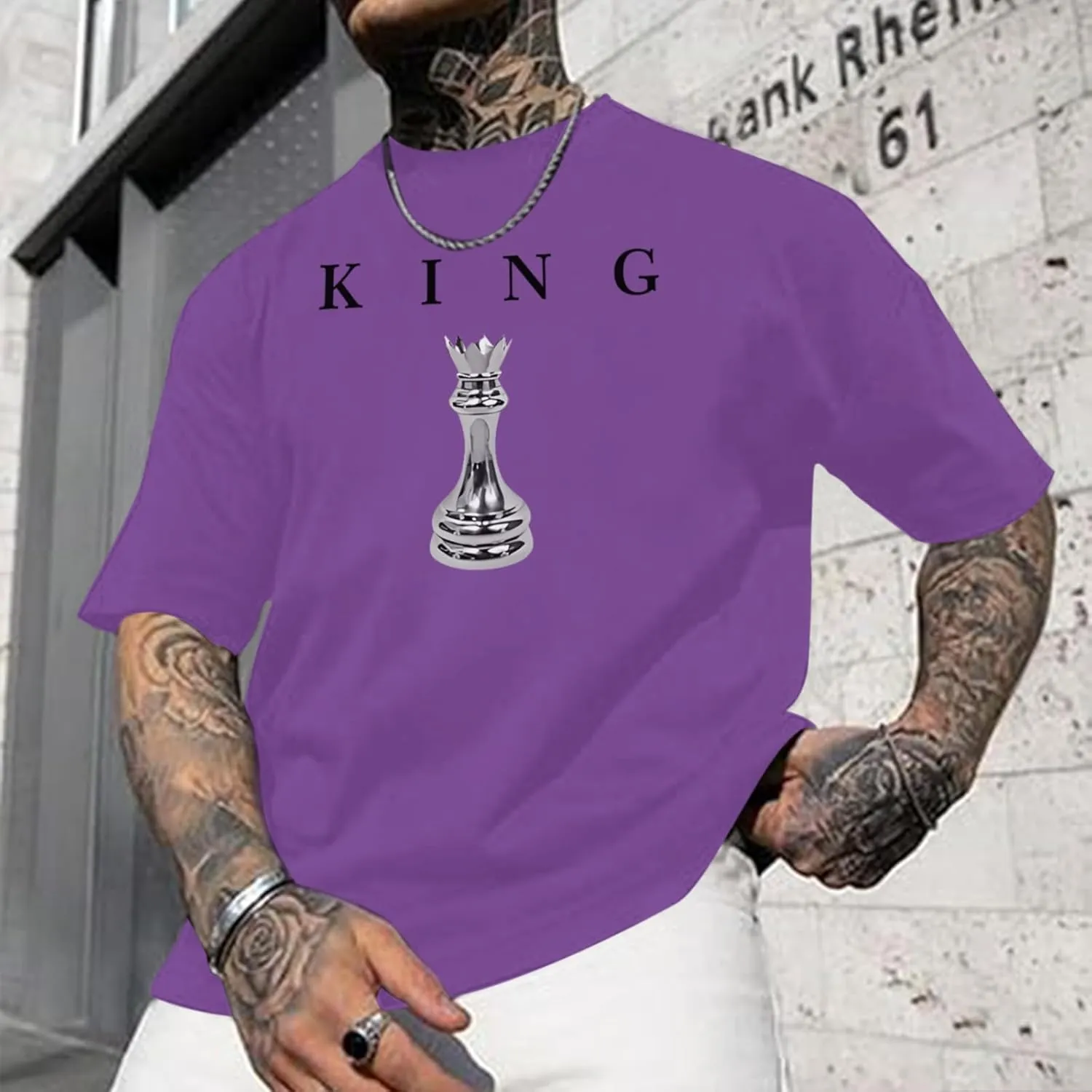 Men's King Chess Shirt Graphic Tees Designer Printed T Shirts for Men Urban Letter T-Shirt Streetwear