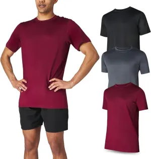 Men??s Workout Short Sleeve Athletic Gym T-Shirts 3 Pack Mens Dry Fit Running Shirt Moisture Wicking Active Crew Tees for Men