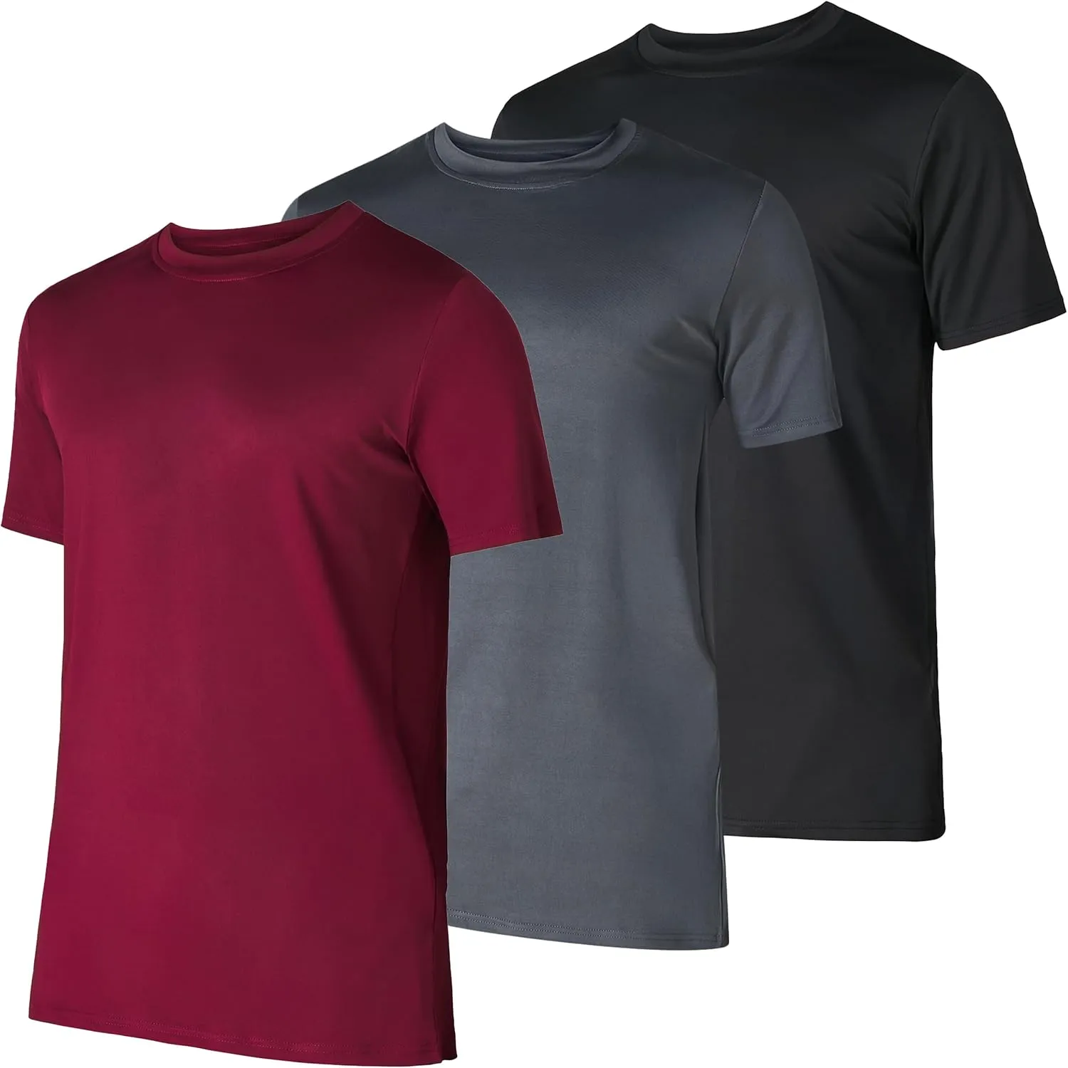 Men??s Workout Short Sleeve Athletic Gym T-Shirts 3 Pack Mens Dry Fit Running Shirt Moisture Wicking Active Crew Tees for Men