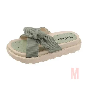 Merendy Fatma flat heels open toe slip-on Green slides sandals