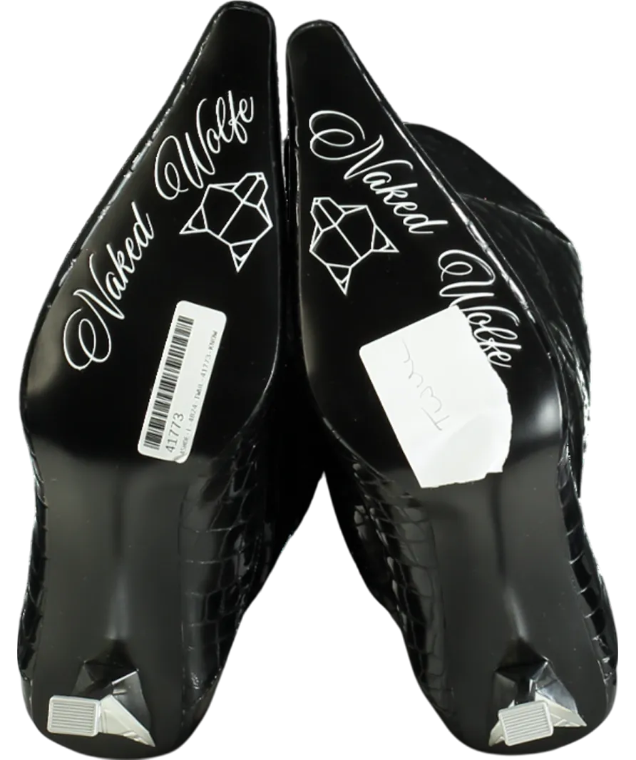 Naked Wolfe Black Texas Croc Patent Leather Boots UK 7 EU 40 👠