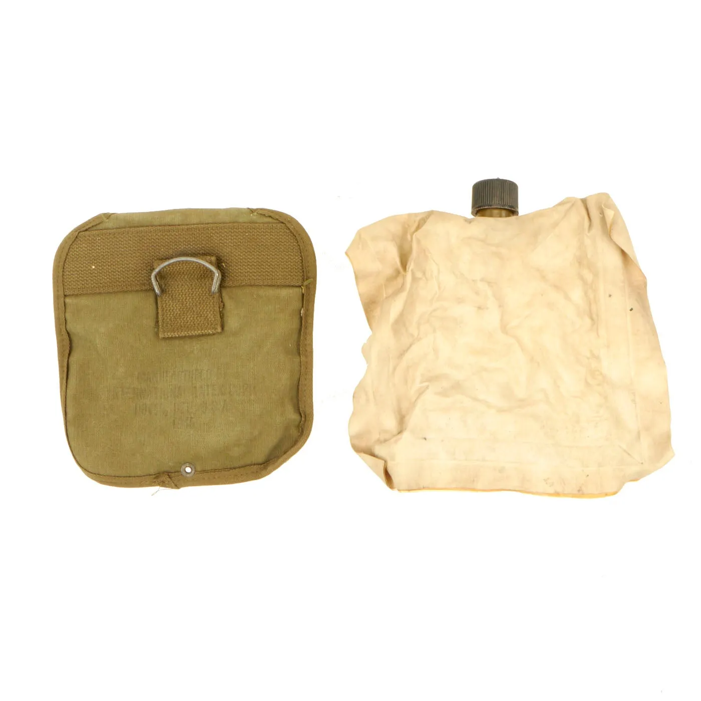Original U.S. WWII M-1943 Experimental Collapsible 2 QT Canteen - Cover and Bladder - RARE