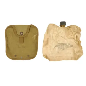 Original U.S. WWII M-1943 Experimental Collapsible 2 QT Canteen - Cover and Bladder - RARE
