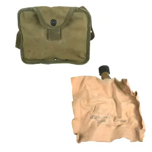 Original U.S. WWII Rare M-1943 Experimental Collapsible 2 QT Canteen With Cover and Bladder -Dated 1945