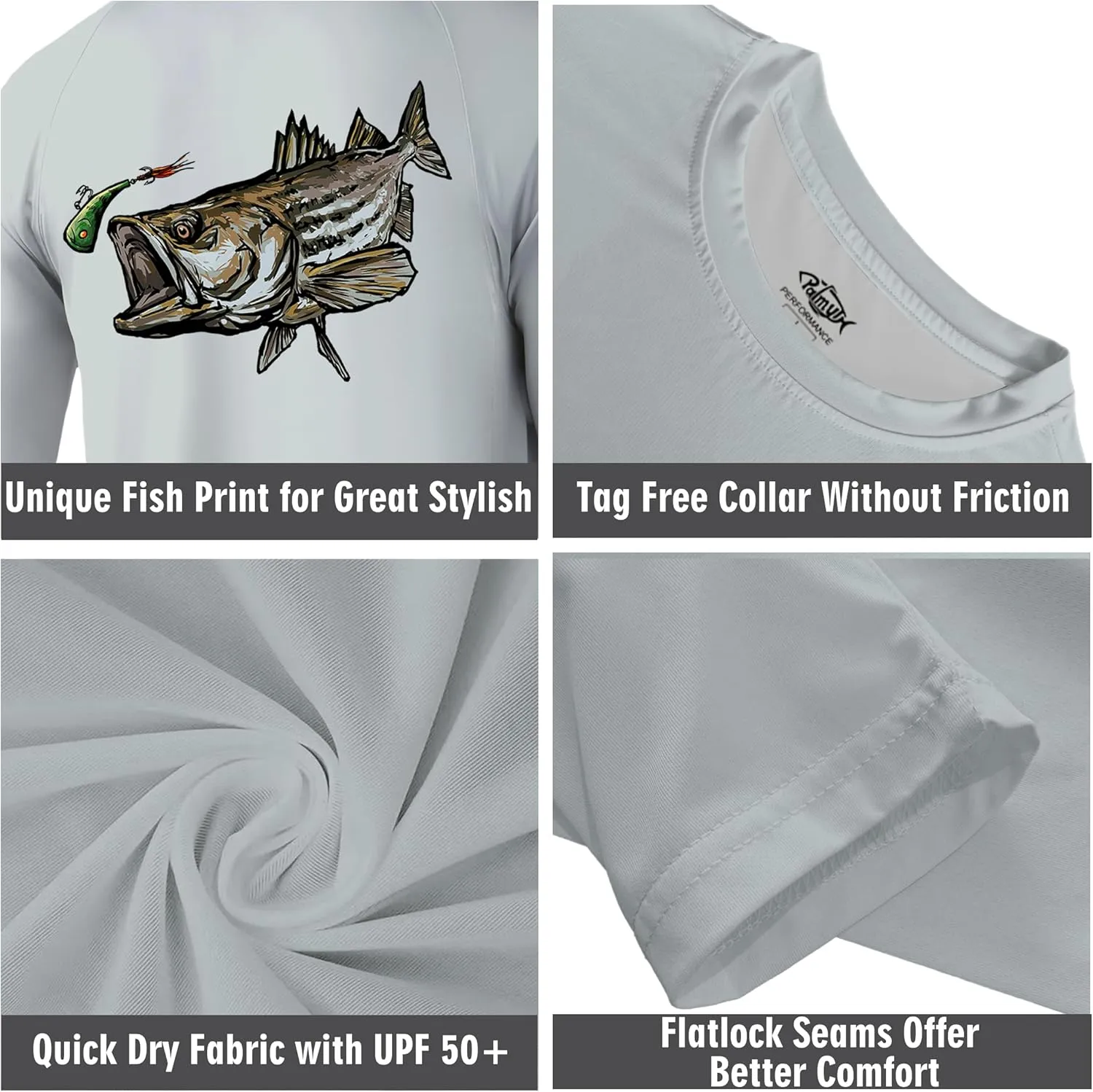 Palmyth Fishing Shirts for Men Long Sleeve UPF 50  T Shirt Sun Protection Tee