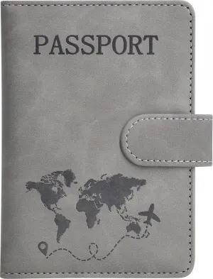 Passport Holder, Passport Cover with Credit Card Slot and Boarding Pass Slot Combo, Passport Wallet Case Book Travel Must Have, RFID Blocking Leather Travel Accessories, Grey