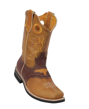 Potro Rebelde Womens Grasso and Crazy Leather Honey/Chocolate Rodeo Toe Western Boot