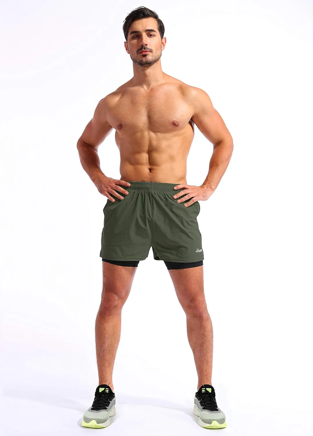 Pudolla Men??s 2 in 1 Running Shorts 5"/7" Quick Dry Gym Athletic Workout Shorts for Men with Phone Pockets