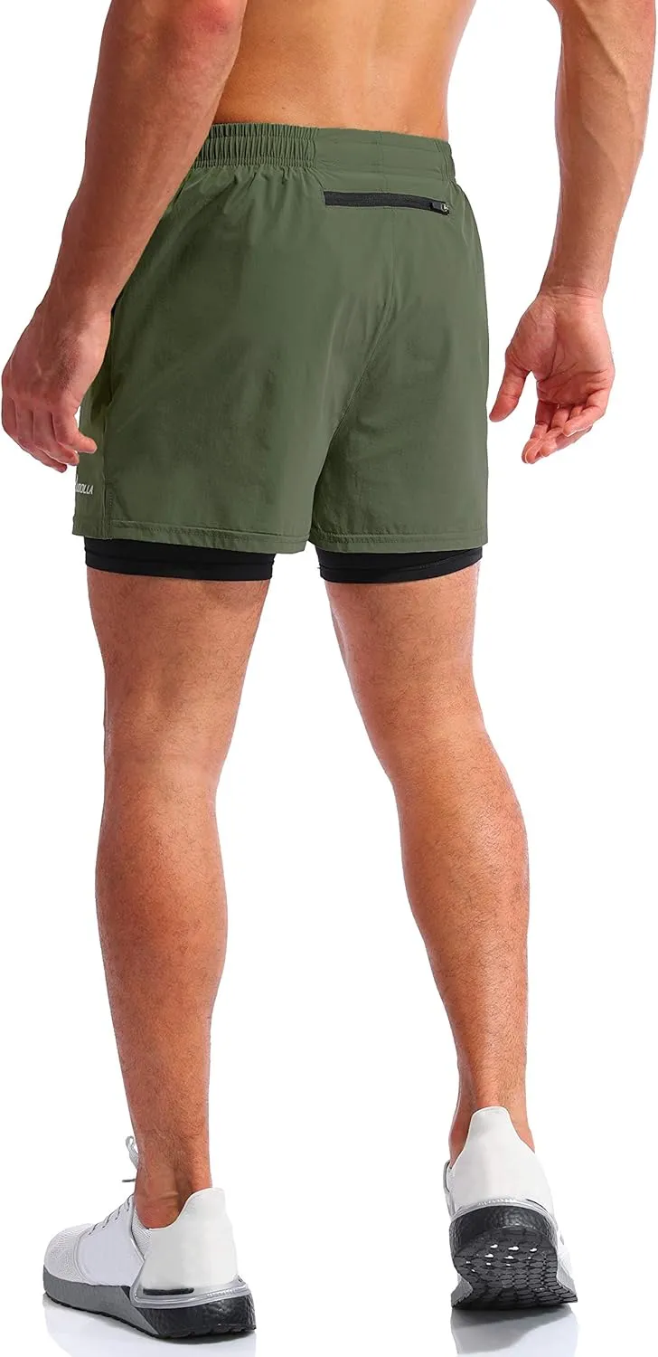 Pudolla Men??s 2 in 1 Running Shorts 5"/7" Quick Dry Gym Athletic Workout Shorts for Men with Phone Pockets
