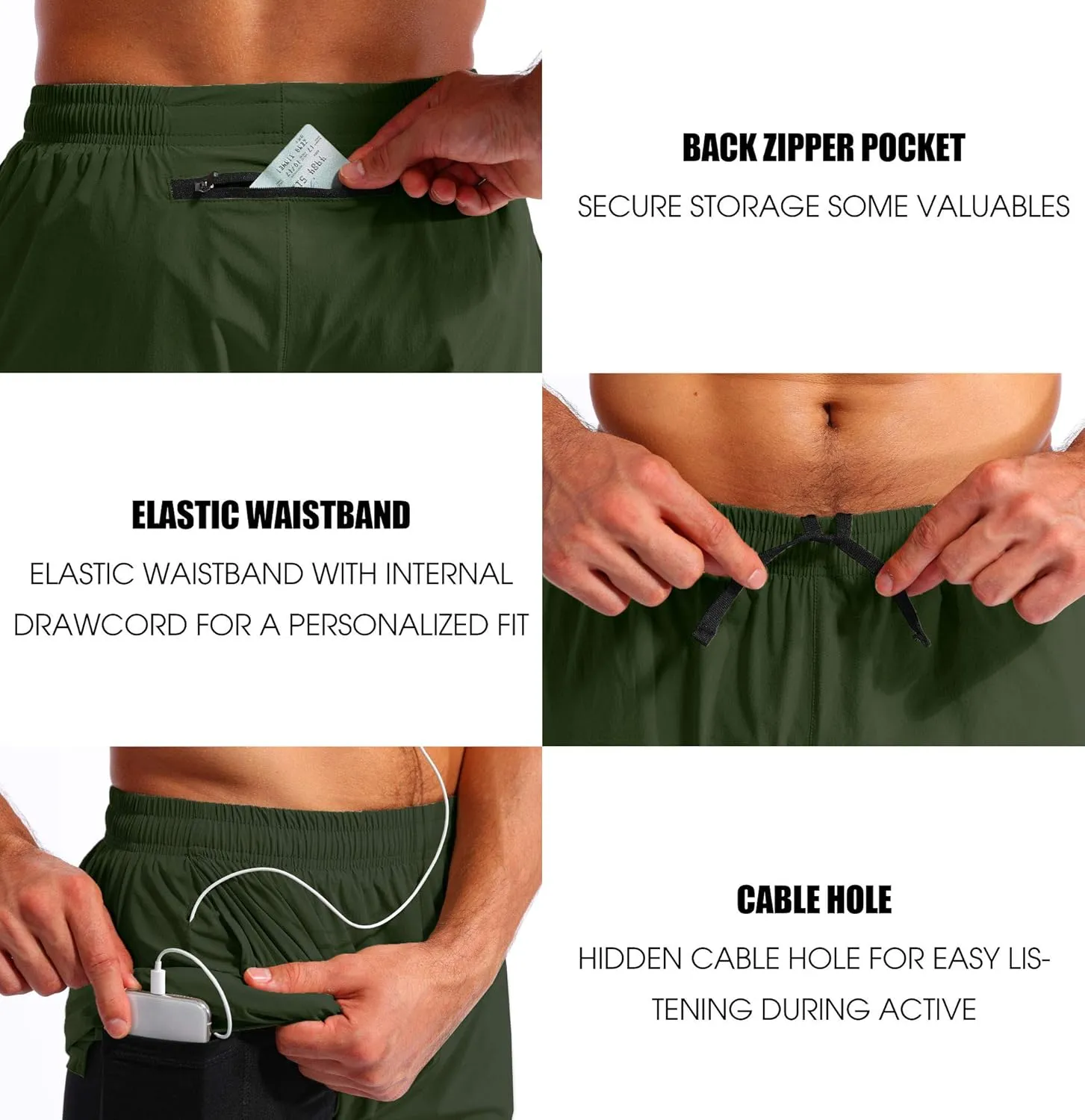Pudolla Men??s 2 in 1 Running Shorts 5"/7" Quick Dry Gym Athletic Workout Shorts for Men with Phone Pockets